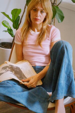 Locals Only ringer tee in pale pink